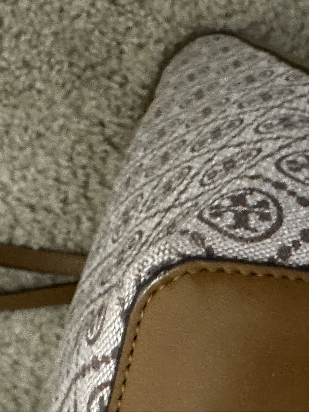 Tory Burch T Monogram Coated Canvas Tote Bag in Color Granola VGUC - Picture 11 of 13